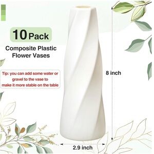 Elegant Plastic Flower Vase - 10 Pack
